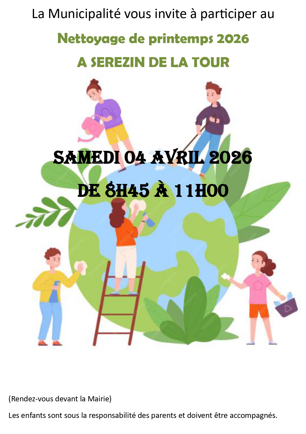 Lire la suite à propos de l’article Nettoyage de printemps le 4 avril 2026